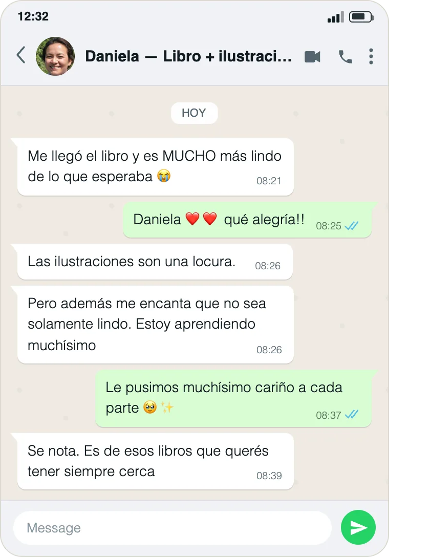 Captura de WhatsApp: mensaje de Daniela sobre Lucero