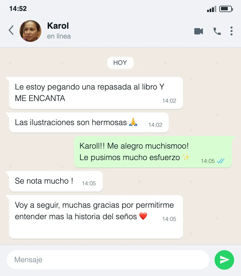 Captura de WhatsApp: mensaje de Karol sobre Lucero